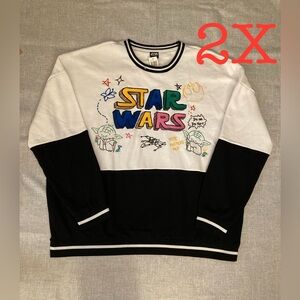 2X Star Wars Yoda Doodle Art Panel Crewneck